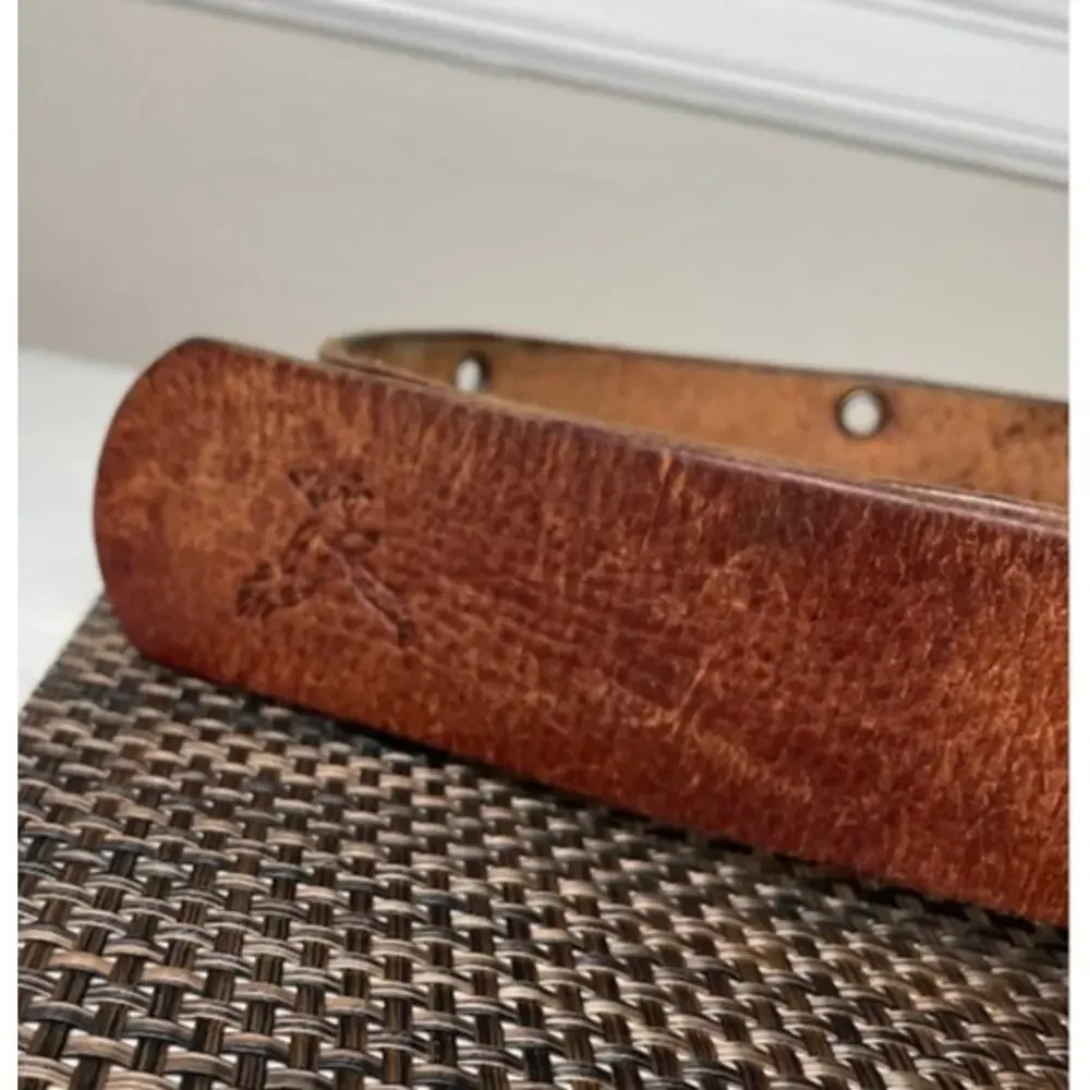 American Eagle Brown Leather Belt Wide 2 Prong Rustic Western Silver Buckle Lrge